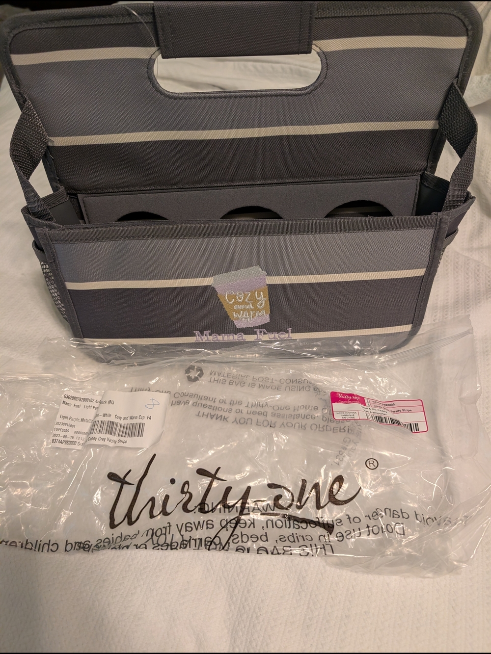 Thirty-one Grab And Go Caddy Gray and Light Gray Tote